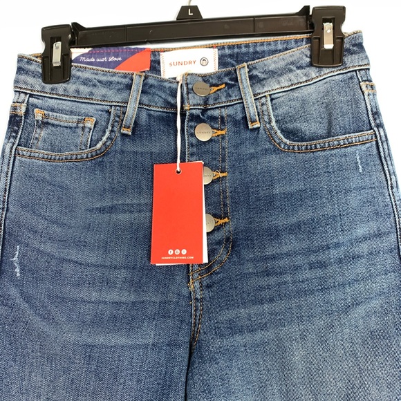 SUNDRY High Waist Rainbow Pocket Cropped Jeans - Picture 12 of 13